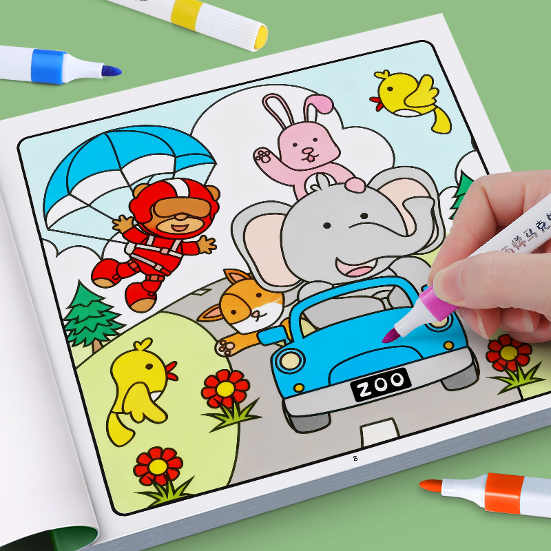 Chalk Bag - 子供向けの絵と塗り絵: 動物、海、人々 - 3～12歳向けの教育活動ページ、早期学習教室用品、教室学習、誕生日や新学期のギフト、男の子と女の子のための創造的な発達アートブック、カラフルなイラスト、鮮やかな色