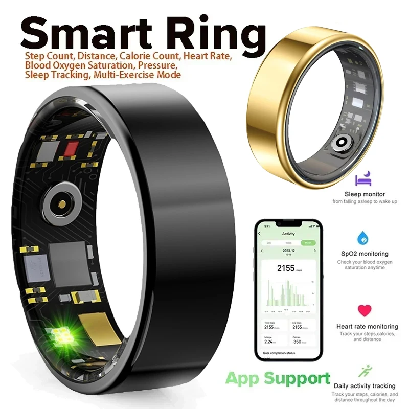 Gymnastic Ring - Xiaomi-男性と女性のためのスマートミリタリーリング,ヘルスモニタリング,チタンスチールシェル,防水,マルチスポーツモード,IP68, 3気圧