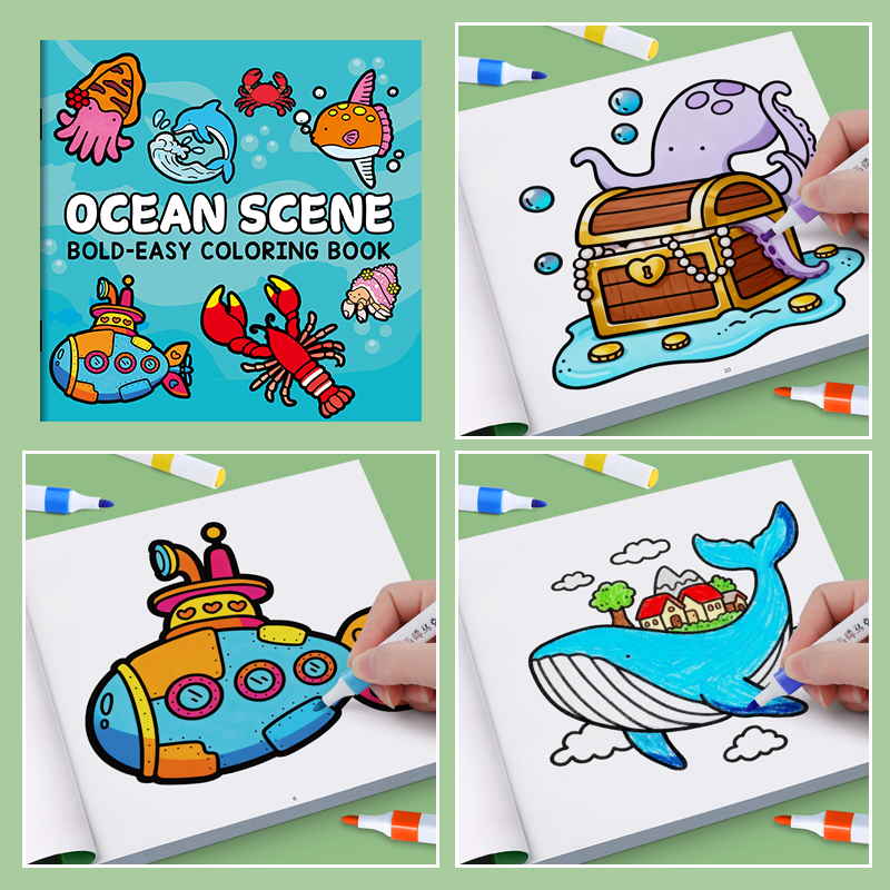 子供向けの絵と塗り絵: 動物、海、人々 - 3～12歳向けの - Chalk Bag のレビューと価格