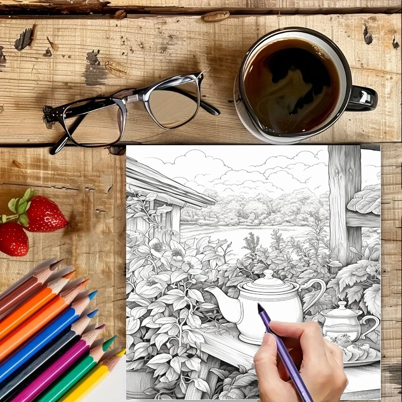 庭園の紅茶ぬりえブック 大人向け、美しいぬりえページ、誕生日 - Chalk Bag のレビューと価格